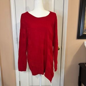 Vibrant Asymmetrical Red Knit Sweater